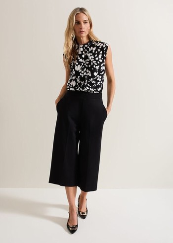 Phase Eight Lori Ponte Culottes Trousers Black USA | 8235904-RD